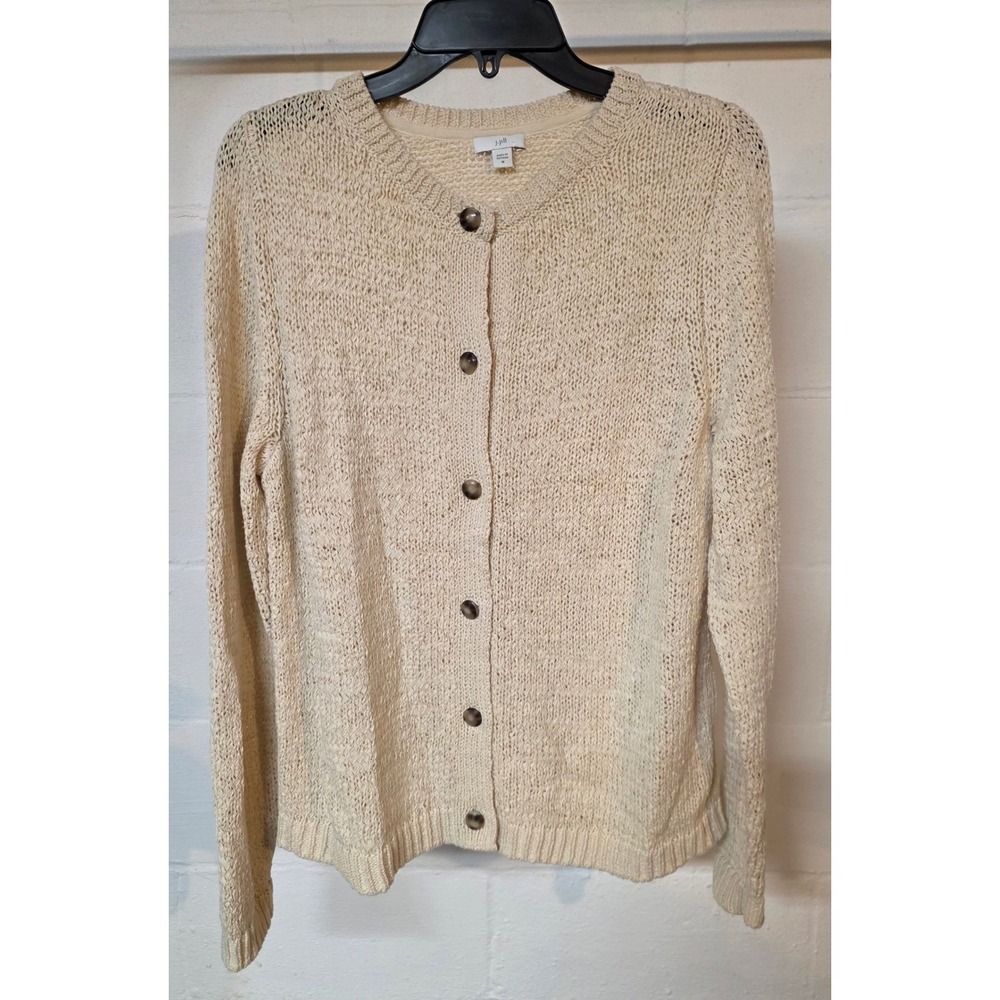 J. Jill Tape-Yarn Layering Cardi Sea Salt Cream Women Medium Neutral